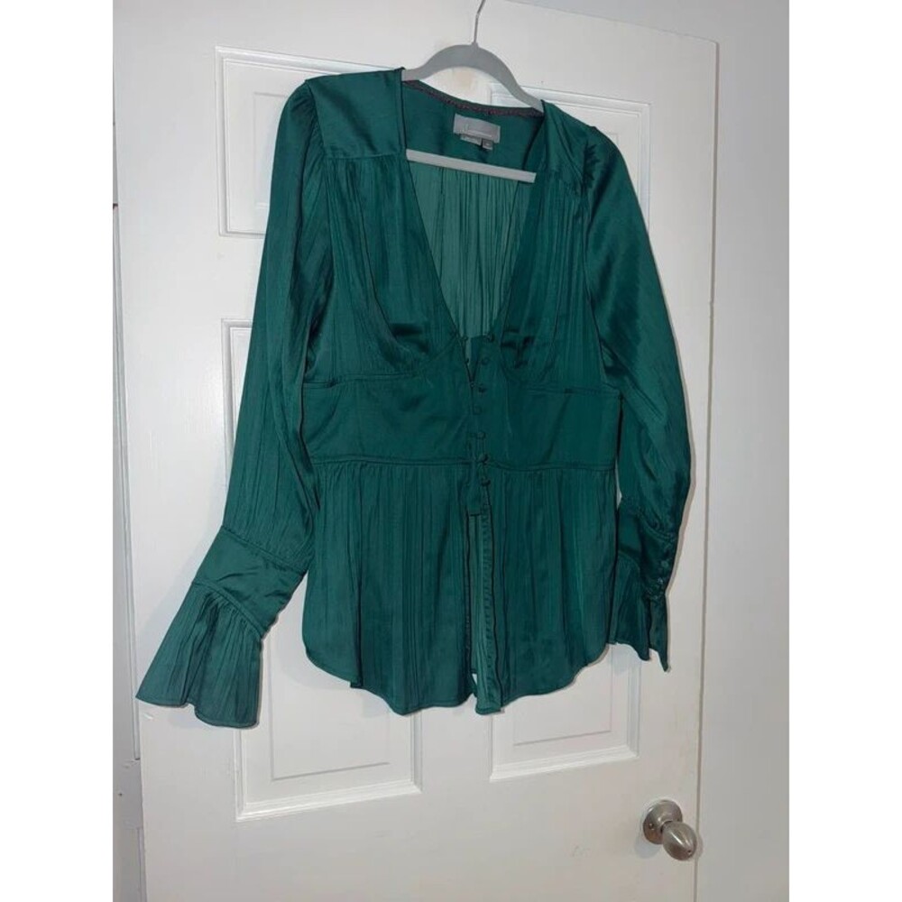 women’s anthropologie emerald green blouse